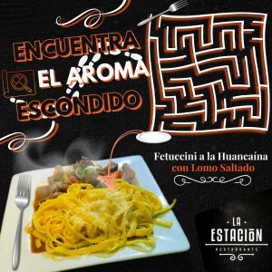Fetuccini a la Huancaina con Lomo Saltado